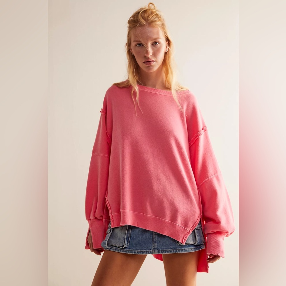 Free People We The Free Camden Sweatshirt Pullover - Camellia Pink
